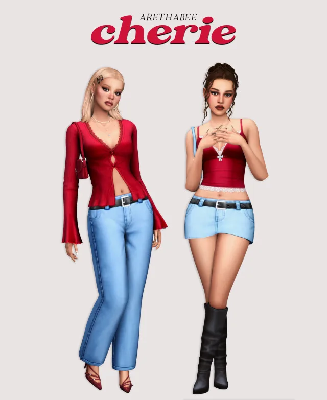 Vista previa de Colección cherie, cabello de arethabee para Los Sims 4.