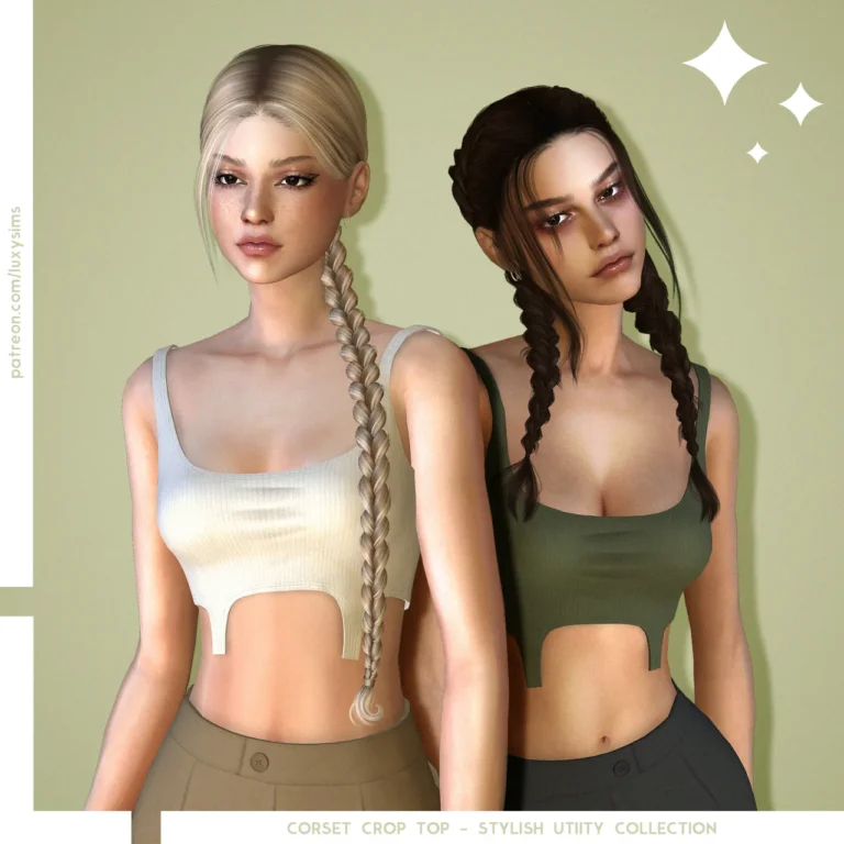 Vista previa de Colección Corset Crop Top - Stylish Utility, ropa de luxysims para Los Sims 4.