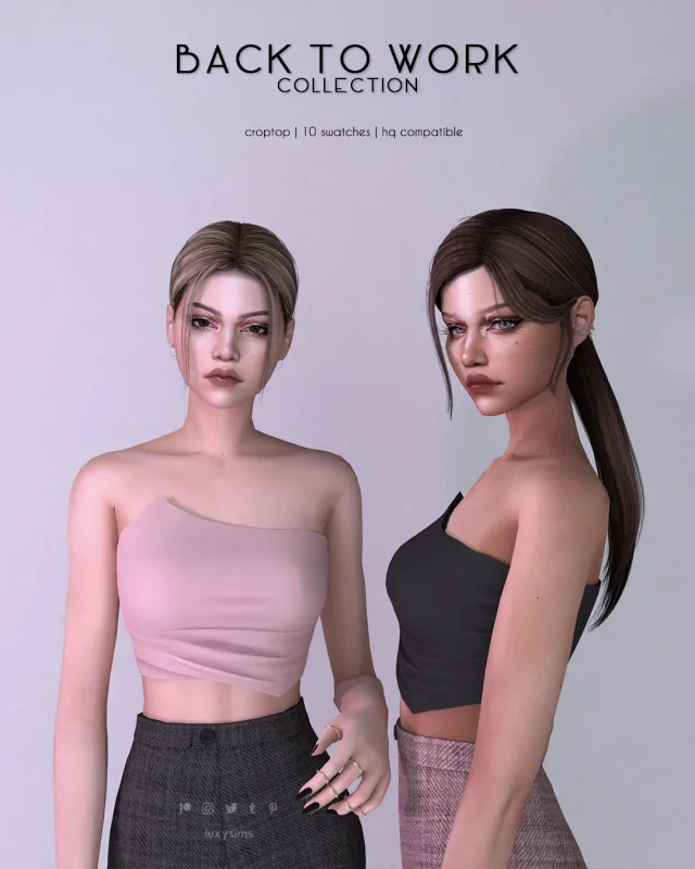 Vista previa de Colección Croptop - Back to Work, crear un sim de luxysims para Los Sims 4.