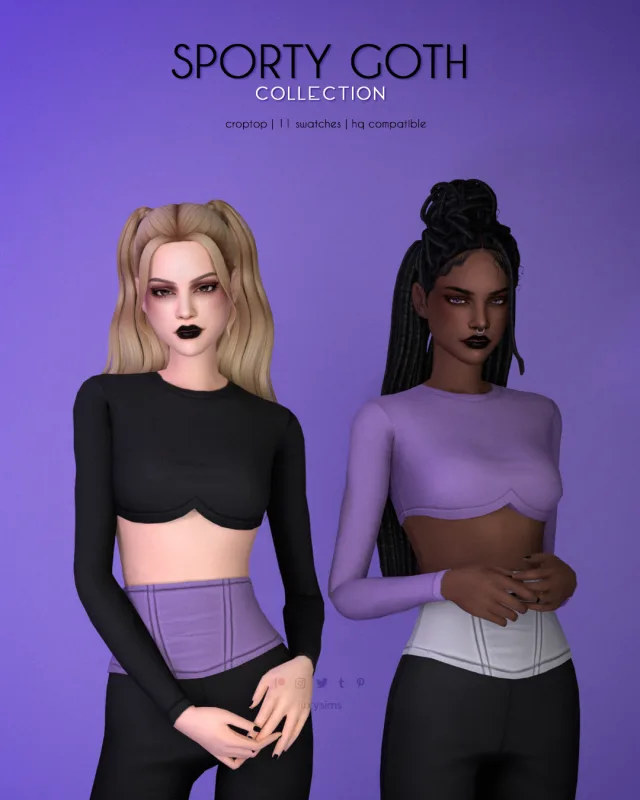 Vista previa de Colección Croptop - Sporty Goth, crear un sim de luxysims para Los Sims 4.
