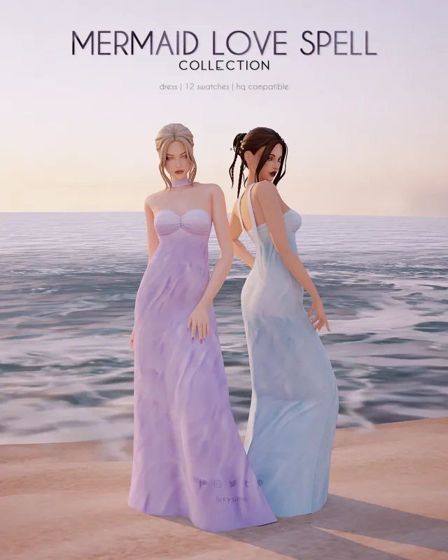 Vista previa de Colección Dress - Mermaid Love Spell, ropa de luxysims para Los Sims 4.