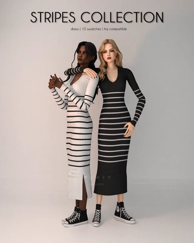 Vista previa de Colección Dress - Stripes, ropa de luxysims para Los Sims 4.