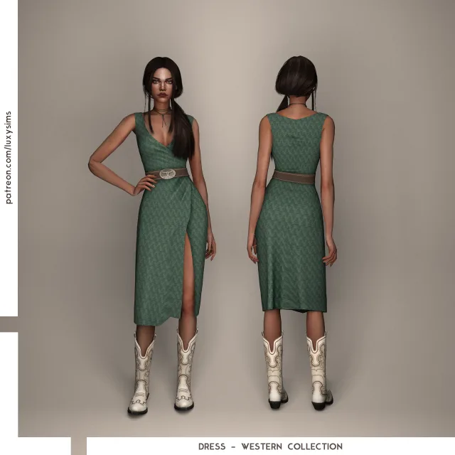 Vista previa de Colección Dress - Western, ropa de luxysims para Los Sims 4.
