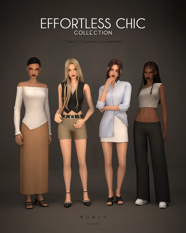Vista previa de Colección Effortless Chic, crear un sim de luxysims para Los Sims 4.