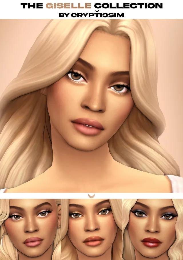Vista previa de Colección giselle, maquillaje de crypticsim para Los Sims 4.