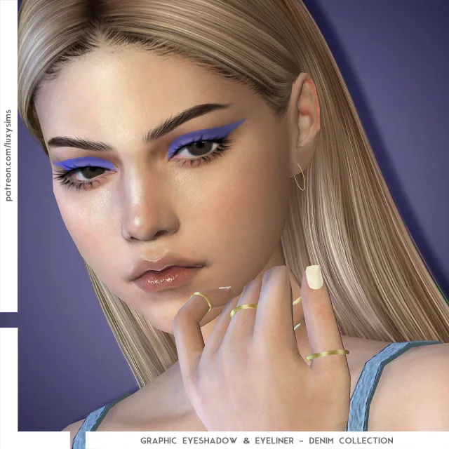 Vista previa de Colección Graphic Eyeshadow & Eyeliner - Denim, maquillaje de luxysims para Los Sims 4.