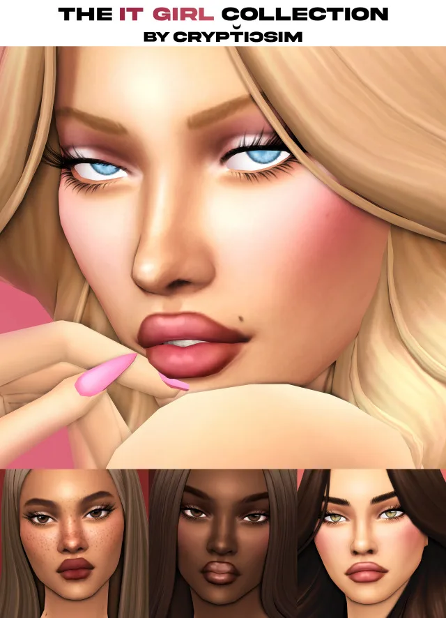 Vista previa de Colección it girl, maquillaje de crypticsim para Los Sims 4.