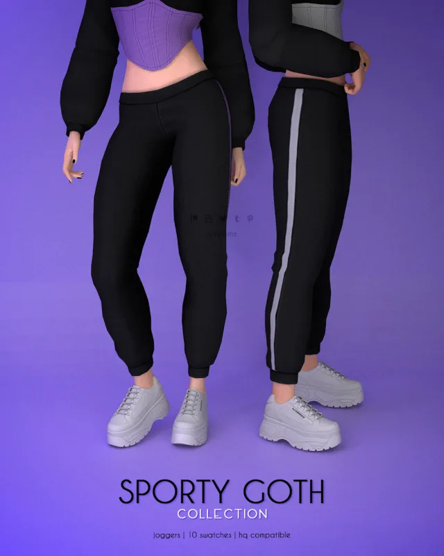 Vista previa de Colección Joggers - Sporty Goth, crear un sim de luxysims para Los Sims 4.