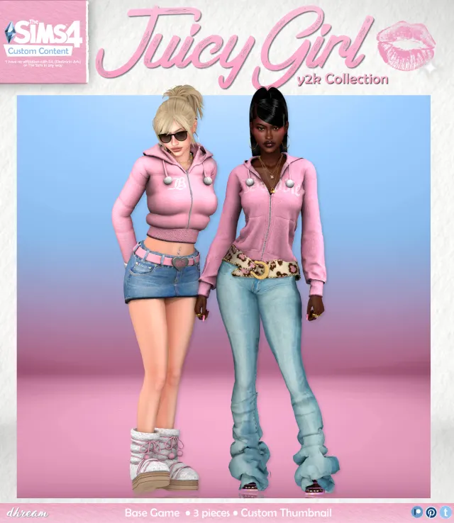 Vista previa de Colección Juicy Girl, ropa de dhreamcc para Los Sims 4.