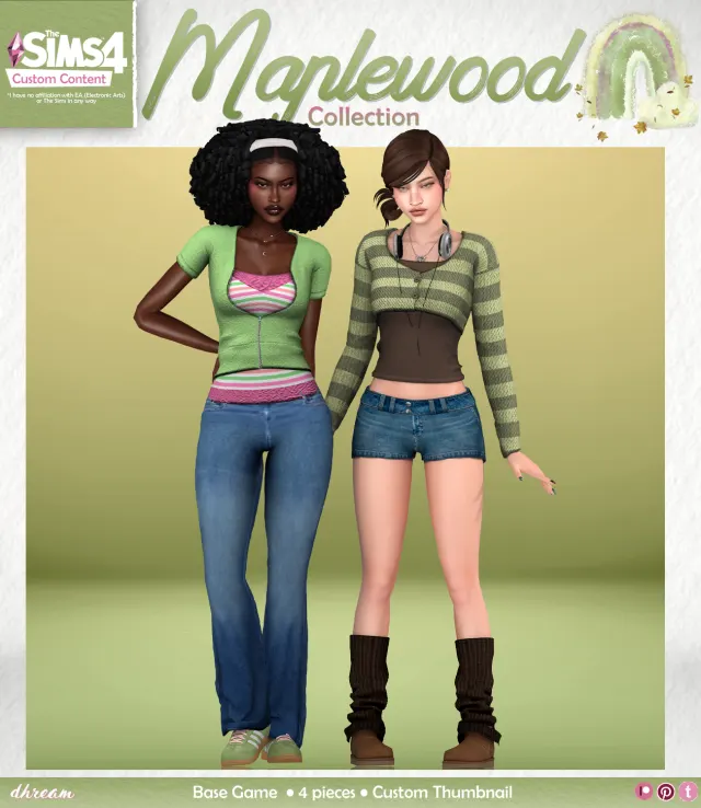 Vista previa de Colección Maplewood, ropa de dhreamcc para Los Sims 4.