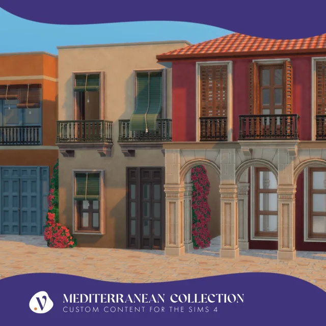 Vista previa de Colección Mediterranean Build, construir y comprar de valiasims para Los Sims 4.