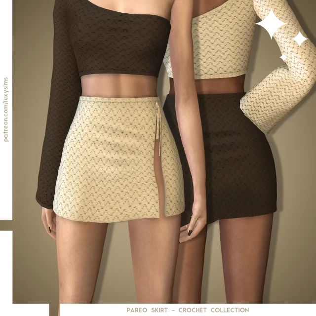 Vista previa de Colección Pareo Skirt - Crochet, ropa de luxysims para Los Sims 4.