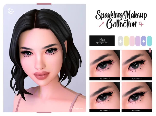Vista previa de Colección Sparkling Makeup, maquillaje de luxysims para Los Sims 4.