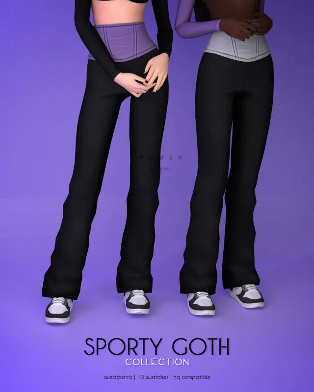 Vista previa de Colección Sweatpants - Sporty Goth, crear un sim de luxysims para Los Sims 4.