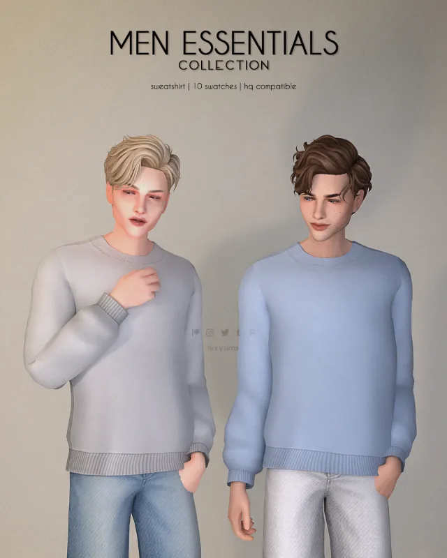 Vista previa de Colección Sweatshirt - Men Essentials, crear un sim de luxysims para Los Sims 4.