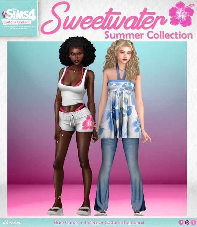 Vista previa de Colección Sweetwater Summer, ropa de dhreamcc para Los Sims 4.