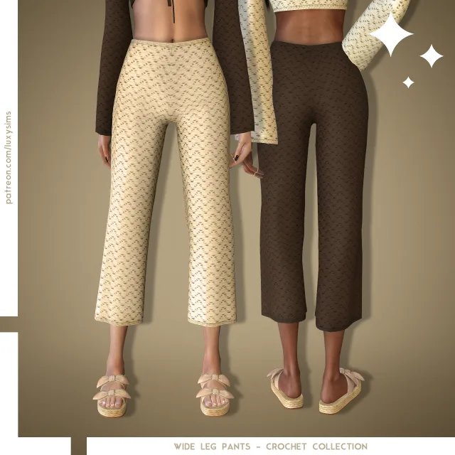 Vista previa de Colección Wide Leg Pants - Crochet, ropa de luxysims para Los Sims 4.