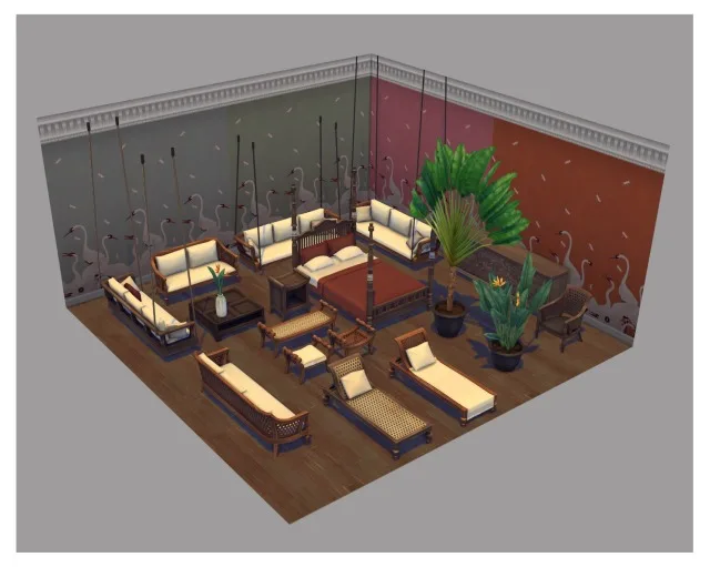Vista previa de Colonial Set Part 1, decoración de felixandresims para Los Sims 4.