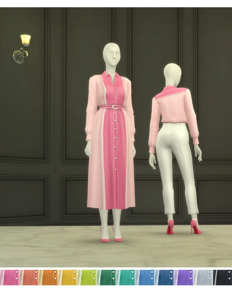 Vista previa de Color Block Shirt vestido & Shirt (12 color), ropa de rustys-cc para Los Sims 4.