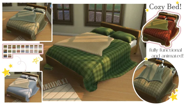 Vista previa de Cozy Bed! ︎, muebles de tamsiecc para Los Sims 4.