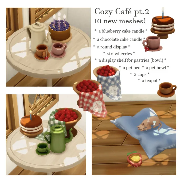 Vista previa de Cozy café pt2 is out now juego base, construir y comprar de tamsiecc para Los Sims 4.