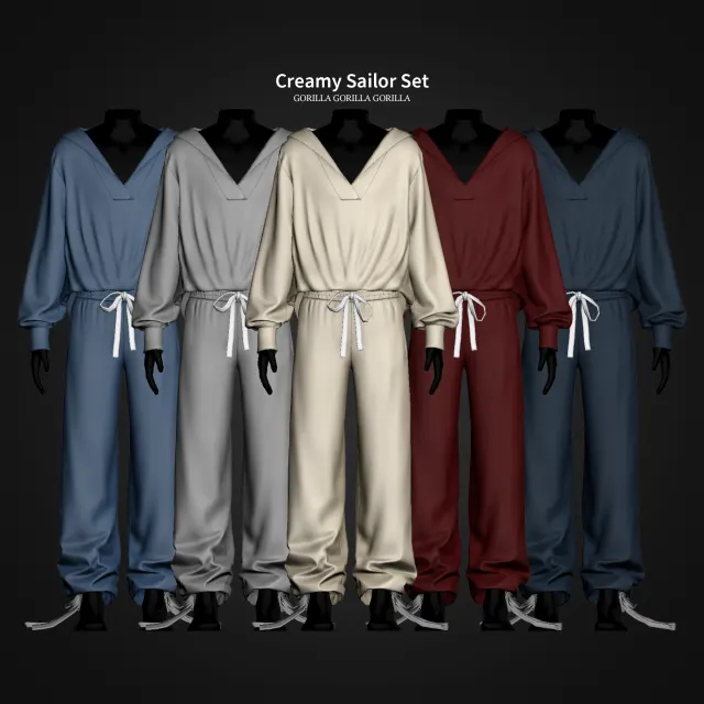 Vista previa de Creamy Sailor Set, crear un sim de gorillax3-cc para Los Sims 4.