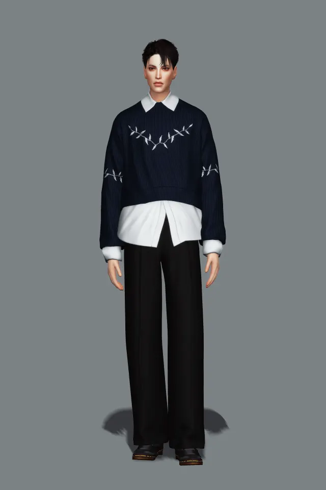 Vista previa de Crop Sweater with Shirt (Remake), ropa de gorillax3-cc para Los Sims 4.