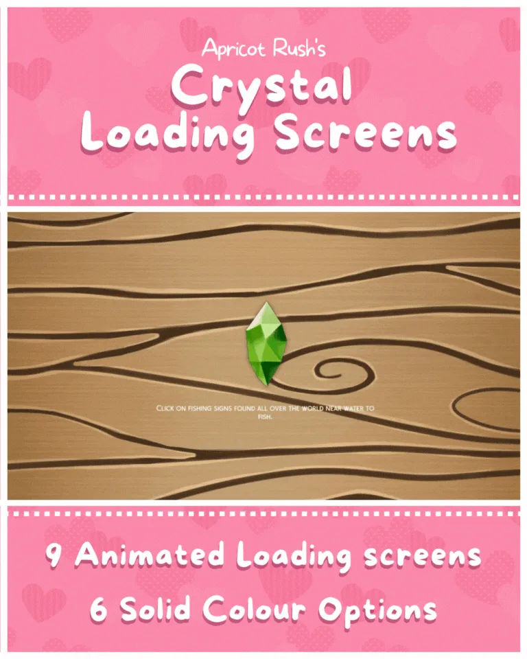 Vista previa de Crystal Loading Screens, mods de apricotrush para Los Sims 4.