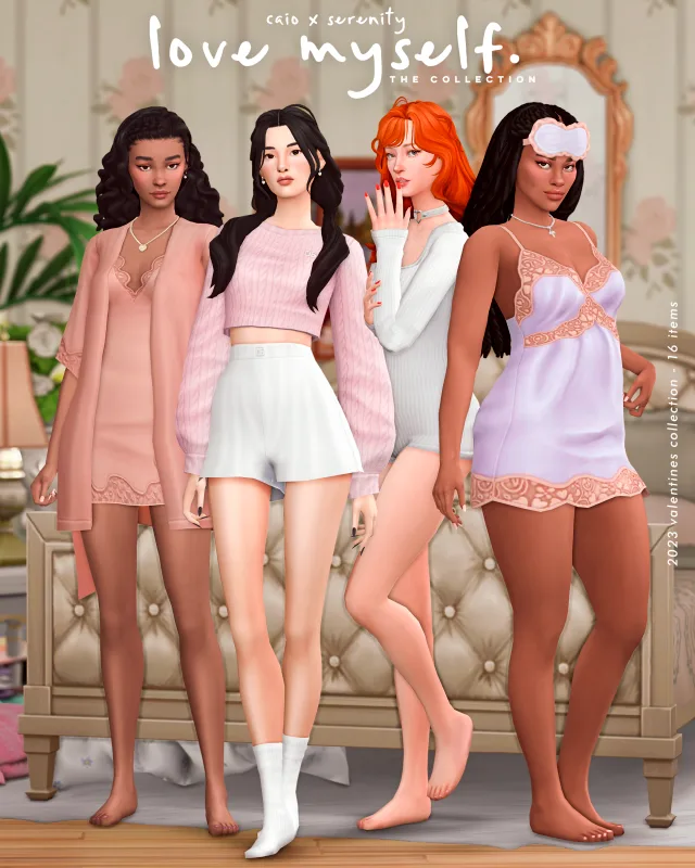 Vista previa de Cxs love myself the colección 9 items like, crear un sim de caio-cc para Los Sims 4.
