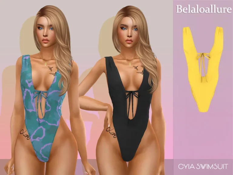 Vista previa de Cyia swimsuit, crear un sim de belaloallure3 para Los Sims 4.