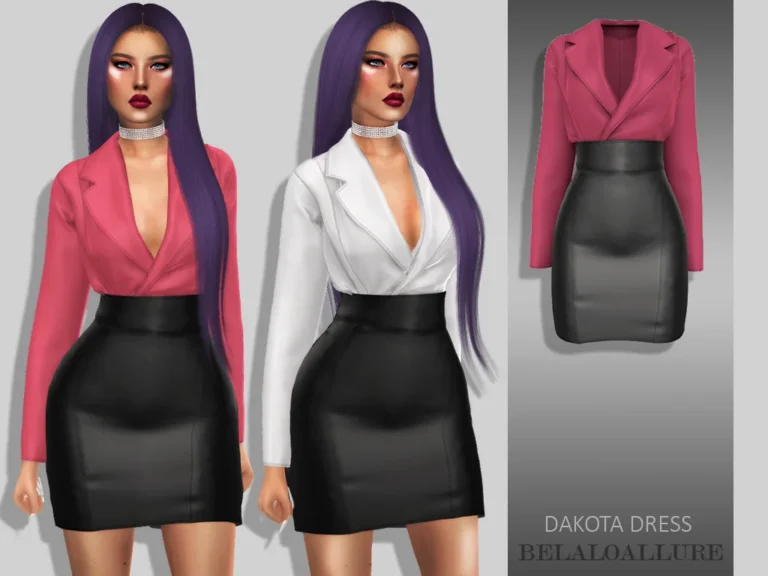 Vista previa de Dakota vestido, ropa de belaloallure3 para Los Sims 4.