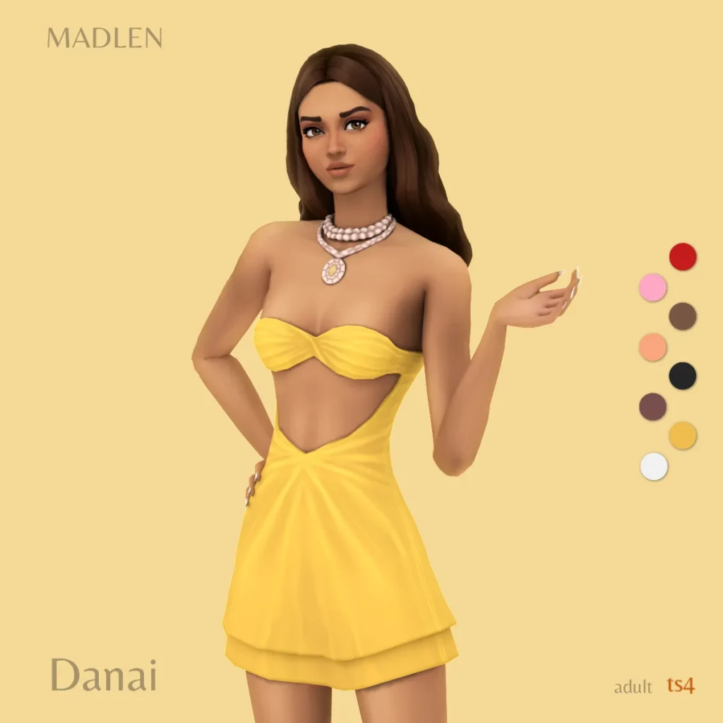 Vista previa de Danai vestido necklace bring the sunshine, ropa de madlensims para Los Sims 4.
