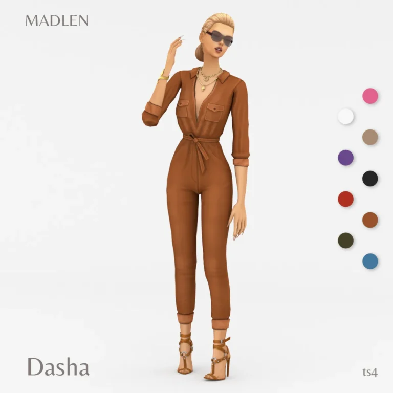 Vista previa de Dasha jumpsuit a must have jumpsuit cozy and, ropa de madlensims para Los Sims 4.