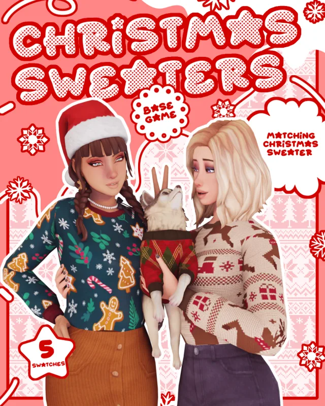 Vista previa de DAY 10] Christmas Sweaters, ropa de apricotrush para Los Sims 4.