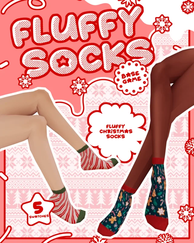 Vista previa de DAY 11] Fluffy Christmas Socks, mods de apricotrush para Los Sims 4.