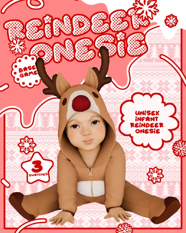 Vista previa de DAY 3] Infant Reindeer Onesie, mods de apricotrush para Los Sims 4.