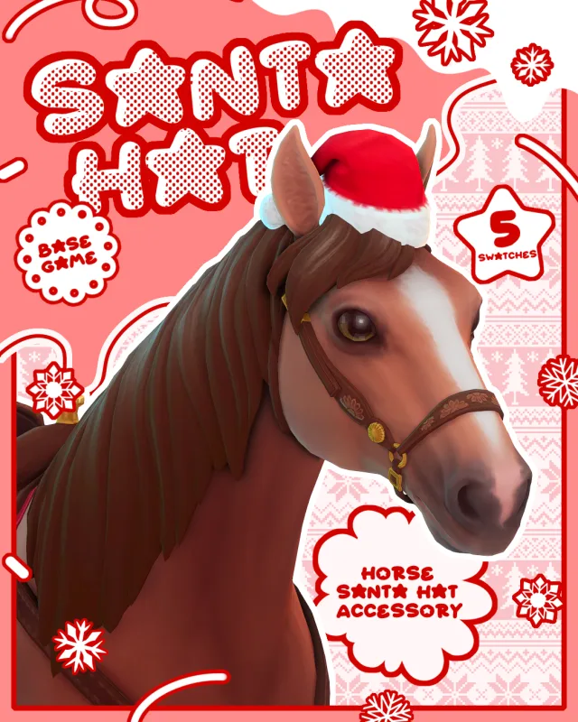 Vista previa de DAY 4] Horse Santa Hat, mascotas de apricotrush para Los Sims 4.