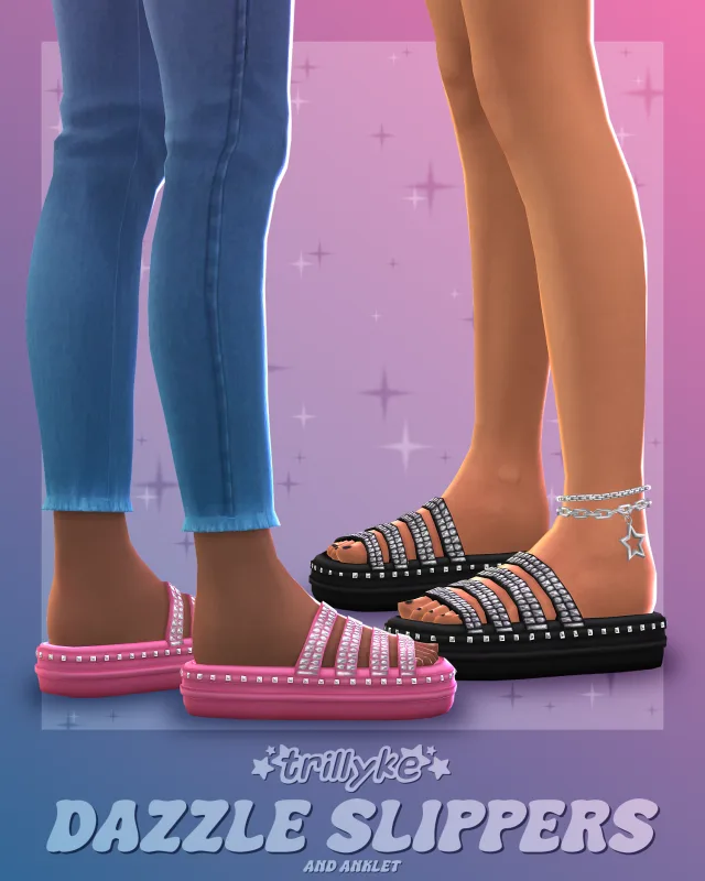 Vista previa de Dazzle Slippers & Anklet, crear un sim de trillyke para Los Sims 4.