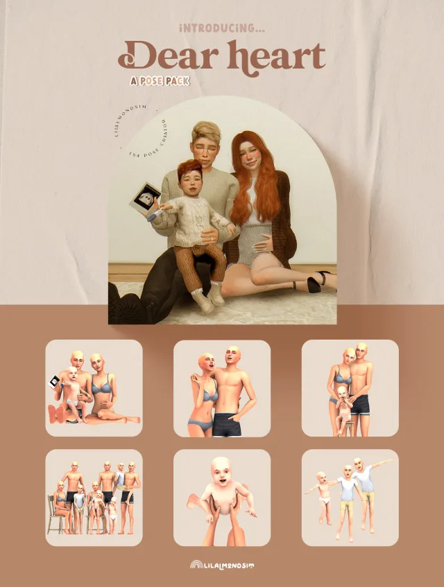 Vista previa de Dear heart — 𝒑𝒐𝒔𝒆 𝒑𝒂𝒄𝒌, poses de lilalmondsim para Los Sims 4.