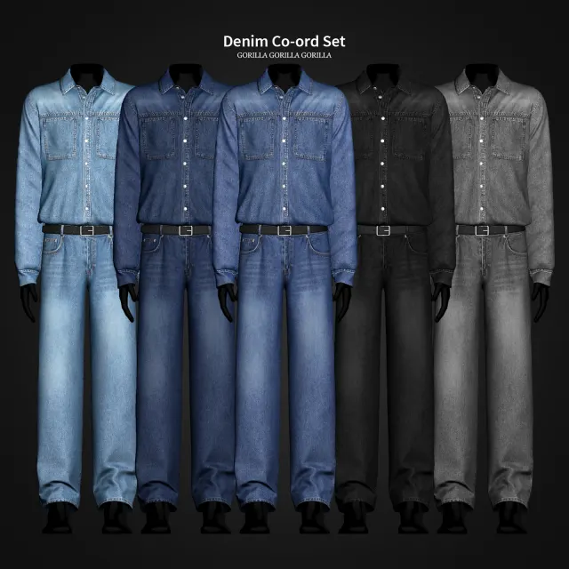 Vista previa de Denim Co-ord Set, crear un sim de gorillax3-cc para Los Sims 4.