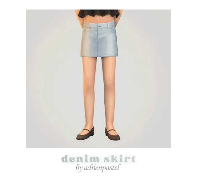 Vista previa de Denim, Maxi & Pleated falda (Kids conversiones), ropa de its-adrienpastel para Los Sims 4.