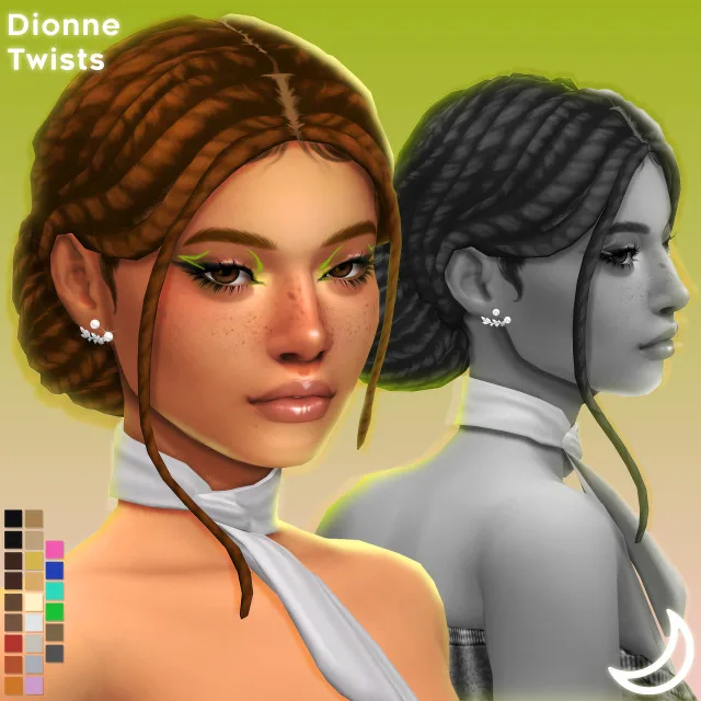 Vista previa de DIONNE TWISTS BY IMVIKAI, crear un sim de imvikai para Los Sims 4.