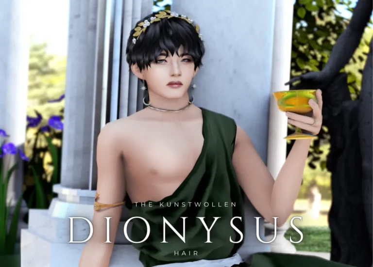 Vista previa de Dionysus cabello hello again i am really happy to, cabello de thekunstwollen para Los Sims 4.