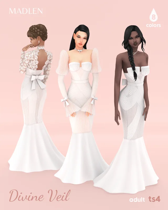 Vista previa de Divine veil set discover bridal elegance, ropa de madlensims para Los Sims 4.