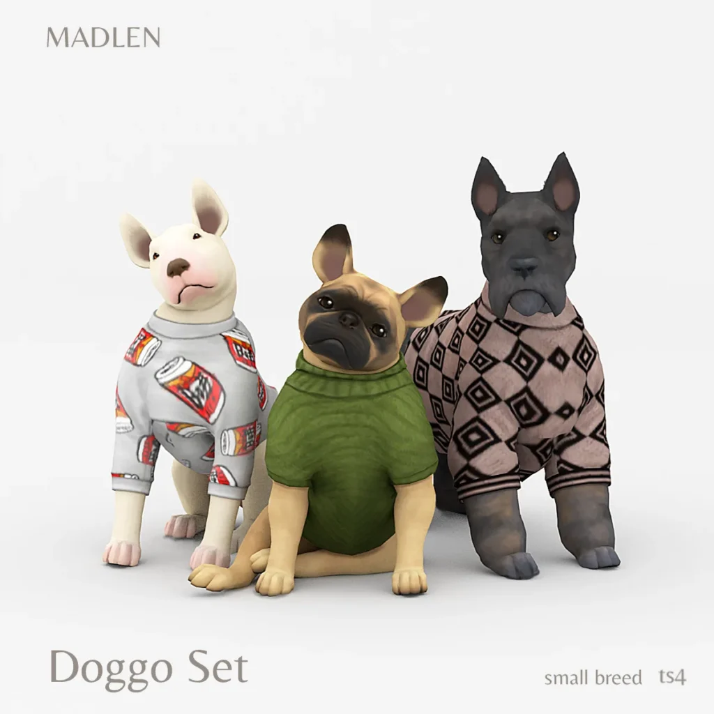 Vista previa de Doggo set we need more pet clothes this ones for, ropa de madlensims para Los Sims 4.