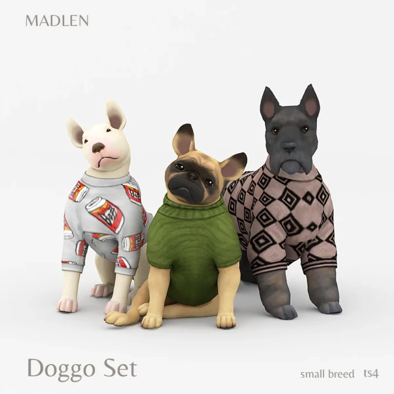 Vista previa de Doggo set we need more pet clothes this ones for, ropa de madlensims para Los Sims 4.