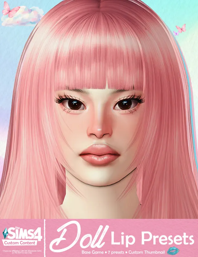 Vista previa de Doll Lip Presets, genética de dhreamcc para Los Sims 4.