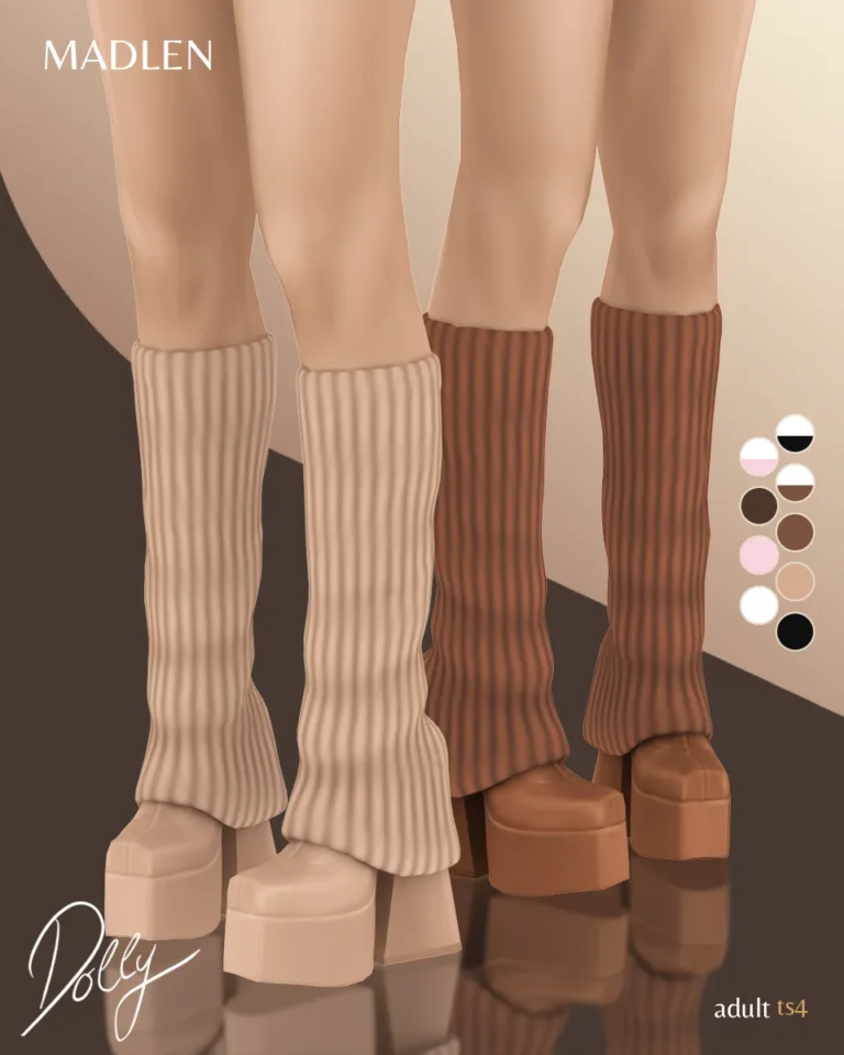 Vista previa de Dolly boots fashionable platform boots with leg, zapatos de madlensims para Los Sims 4.