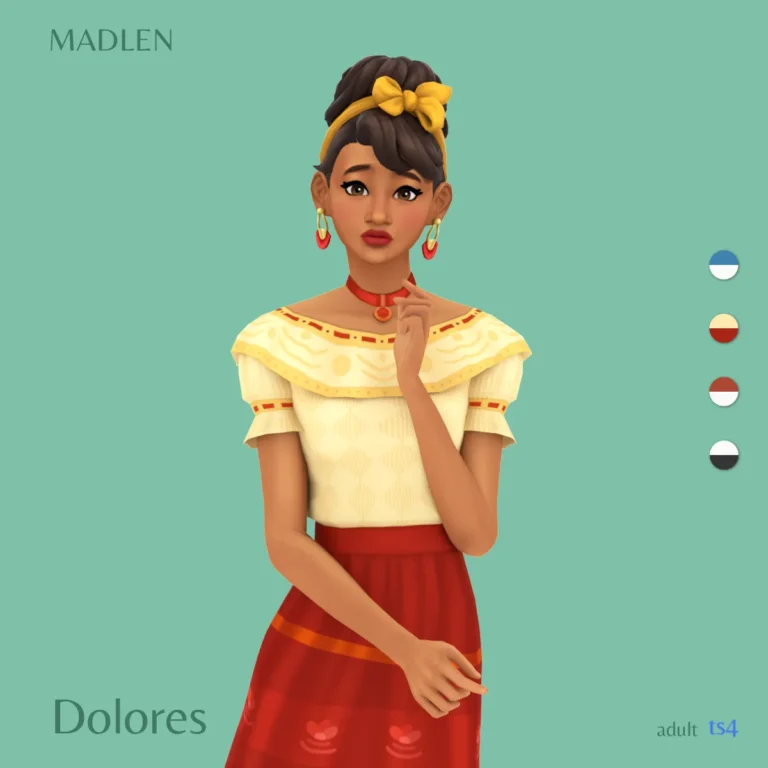 Vista previa de Dolores conjunto inspired by dolores from disneys, ropa de madlensims para Los Sims 4.
