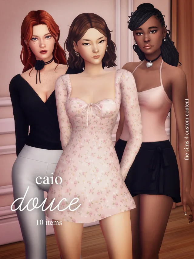 Vista previa de Douce: A 10 items set, crear un sim de caio-cc para Los Sims 4.